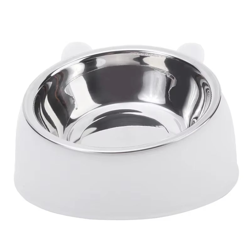 1Pc Cat Bowl Lovely Creative Inclined Kitten Puppy Food Feeding Bowls Stainless Steel Cats Drinking Feeder Pet Dogs Cats Feeders