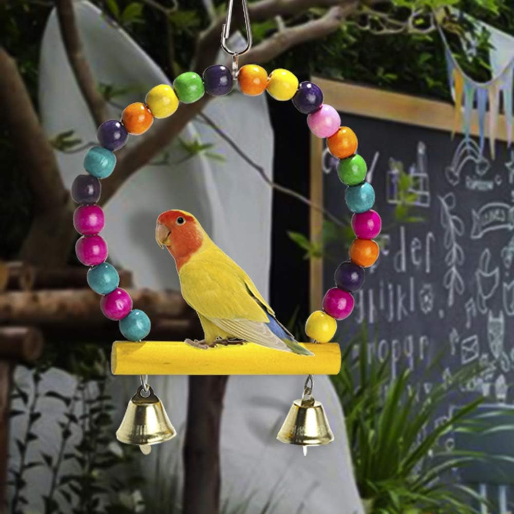 8 Packs Bird Toys Parrot Swing Toys Chewing Natural Wood and Rope Bungee Bird Toy for Anchovies Pet Toys Bird Toys for Parrots, Parakeet, Conure, Cockatiel, Mynah, Love Birds