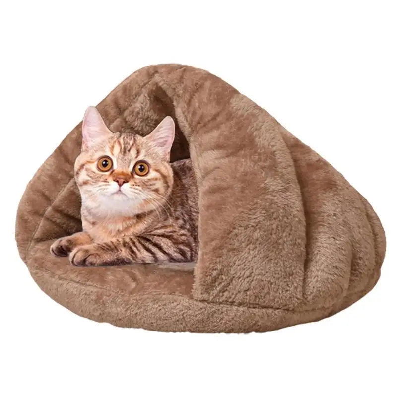 Pet Cave Bed Warming Cat Beds Dog Sleeping House Triangle Semi-Enclosed Warm Cat Nest Pet Tent Cave Bed for Small Medium Puppies