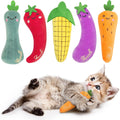 Catnip Cat Toys, Safe Teeth Cleaning Cat Nip Toys for Indoor Kitten Kitty,Interactive Plush Cat Chew Kicker Toys, 5 Pack, Vegetable Shape