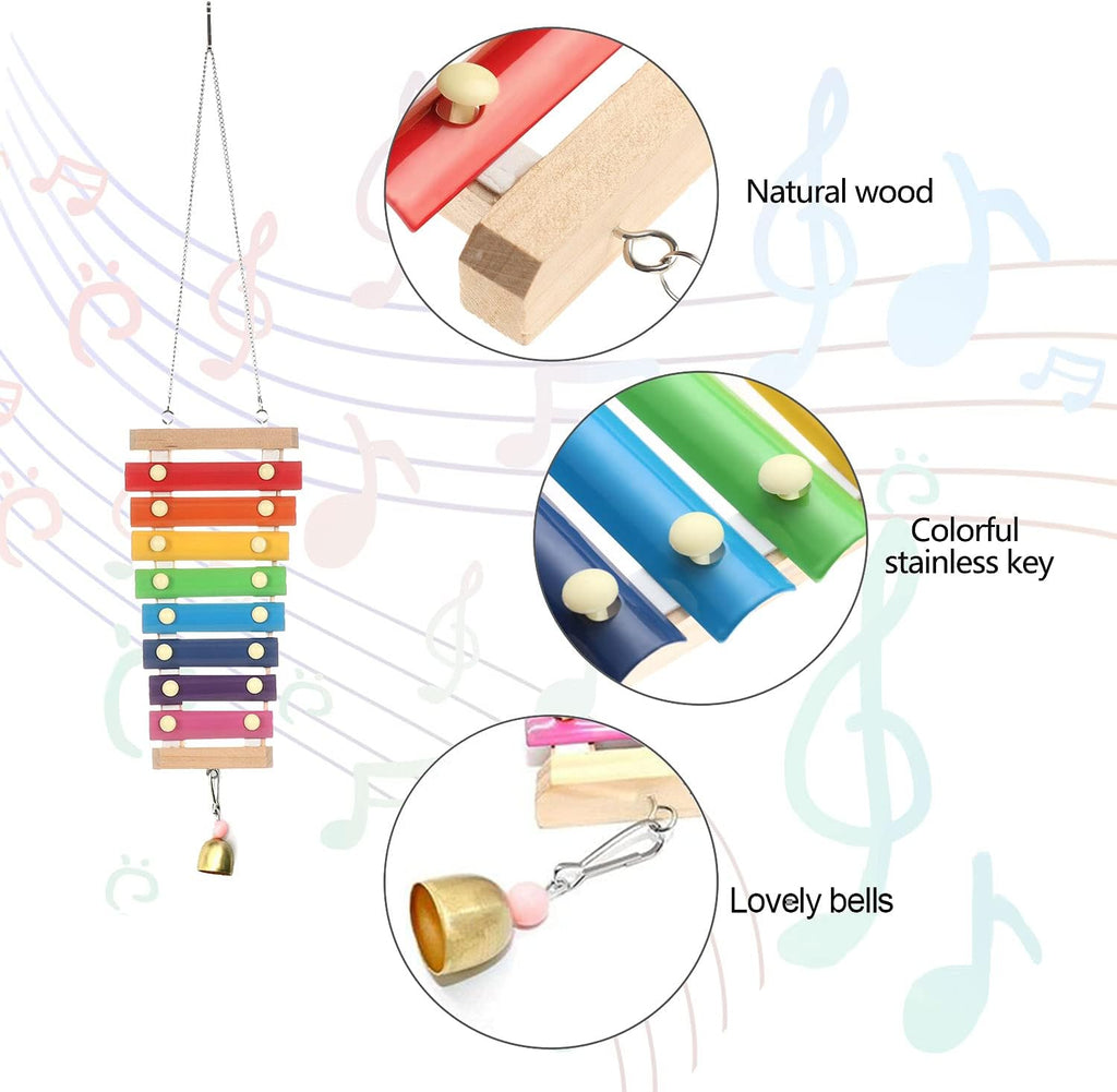 7 Packs Chicken Toys Set, Chicken Xylophone Toys for Hens, Chicken Bridge Swing Toys, Chicken Mirror Toys,Chicken Pecking Toys and Vegetable Hanging Feeder for Chicken Coop