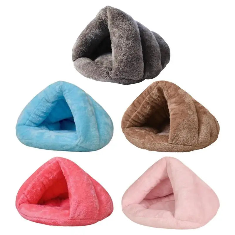 Pet Cave Bed Warming Cat Beds Dog Sleeping House Triangle Semi-Enclosed Warm Cat Nest Pet Tent Cave Bed for Small Medium Puppies