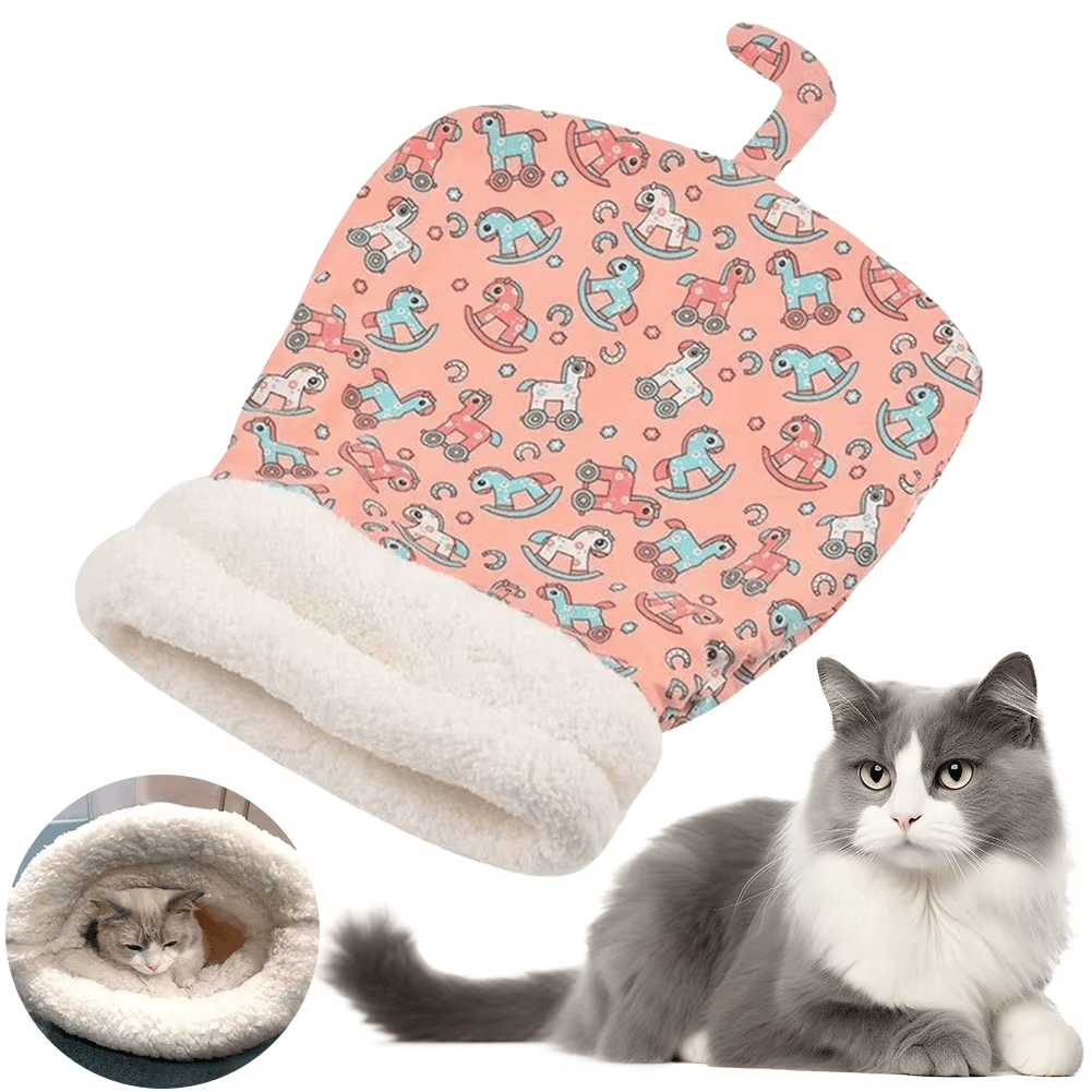 Pet Sleeping Bag Winter Warm Soft Plush Semi Enclosed Cat Nest Sleeping Bag Home Cat and Dog Comfortable Bed Accessories