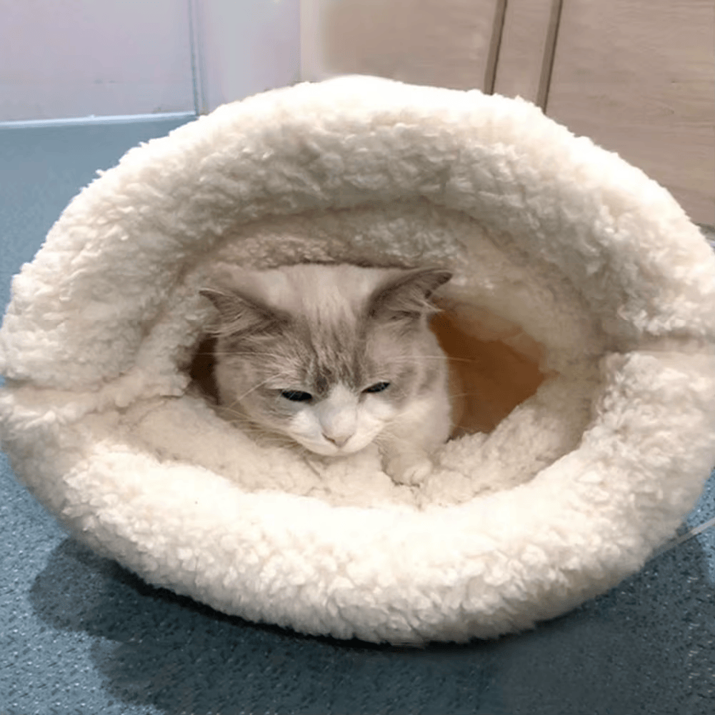 Pet Sleeping Bag Winter Warm Soft Plush Semi Enclosed Cat Nest Sleeping Bag Home Cat and Dog Comfortable Bed Accessories