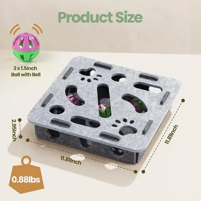 Indoor Cat Puzzle Toy Felt Exercise Box with Ball - Entertainment And Hunting Simulation for Cats Sports And Entertainment