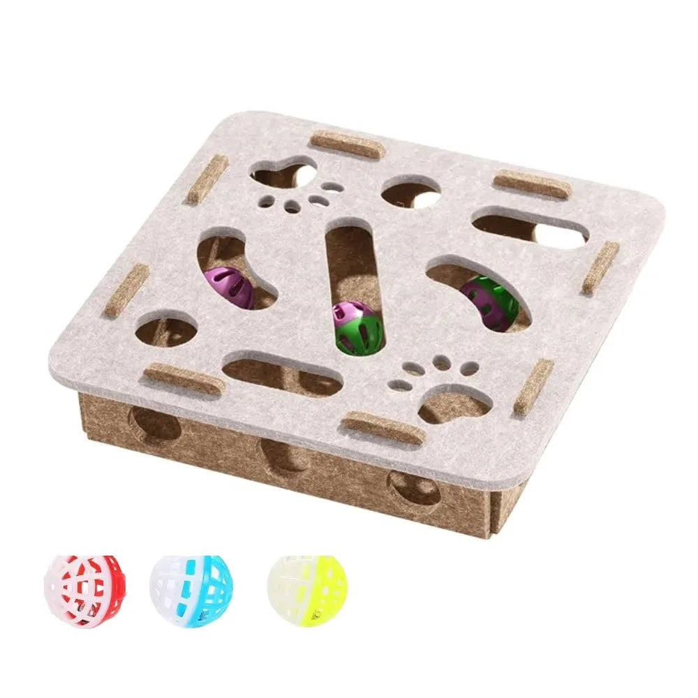 Indoor Cat Puzzle Toy Felt Exercise Box with Ball - Entertainment And Hunting Simulation for Cats Sports And Entertainment