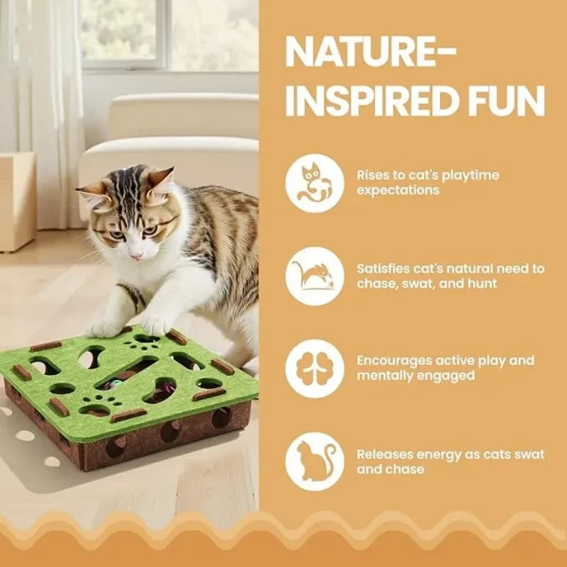 Indoor Cat Puzzle Toy Felt Exercise Box with Ball - Entertainment And Hunting Simulation for Cats Sports And Entertainment
