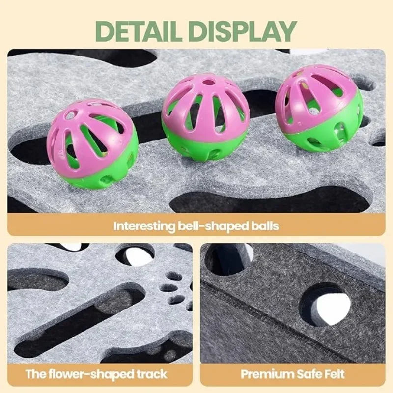 Indoor Cat Puzzle Toy Felt Exercise Box with Ball - Entertainment And Hunting Simulation for Cats Sports And Entertainment