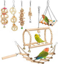Bird Parrot Swing Toys Bird Cage Chew Toys Wooden Hanging for Small Cockatiels, Parakeet Mynah, Budgie, Finches (Natural Wood)