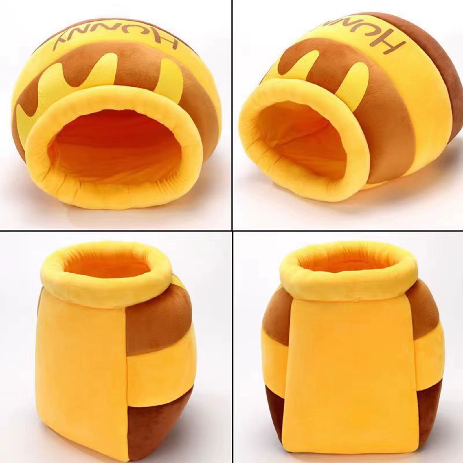 Cat Bed Warm Comfortable Kennel Nest Pet Cat Bed Soft Removable Cushion Nonslip Bottom Cartoon Washable House Honey Pot Cave