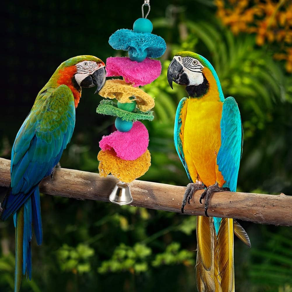 8 Packs Bird Toys Parrot Swing Toys Chewing Natural Wood and Rope Bungee Bird Toy for Anchovies Pet Toys Bird Toys for Parrots, Parakeet, Conure, Cockatiel, Mynah, Love Birds