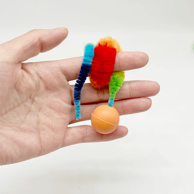 Cat Interactive Toys Tickle Cat Colorful Bouncing Ball Pet Supplies Puzzle Teasing Indoor Cat Worm Caterpillar Elastic Toy