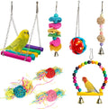 8 Packs Bird Toys Parrot Swing Toys Chewing Natural Wood and Rope Bungee Bird Toy for Anchovies Pet Toys Bird Toys for Parrots, Parakeet, Conure, Cockatiel, Mynah, Love Birds