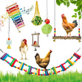 7 Packs Chicken Toys Set, Chicken Xylophone Toys for Hens, Chicken Bridge Swing Toys, Chicken Mirror Toys,Chicken Pecking Toys and Vegetable Hanging Feeder for Chicken Coop