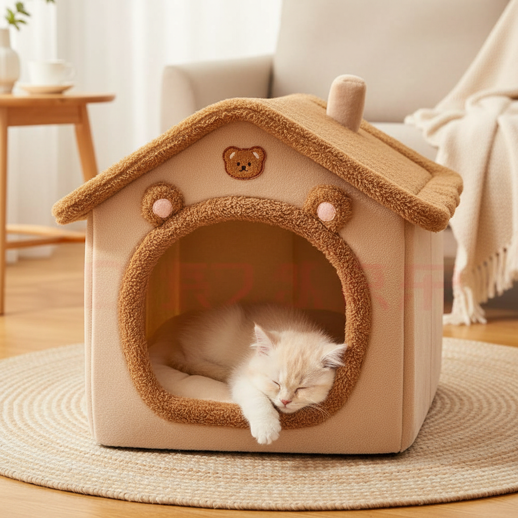 Kitten napping in neutral tones