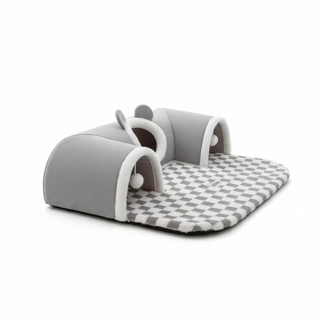 Standalone grey bed side view